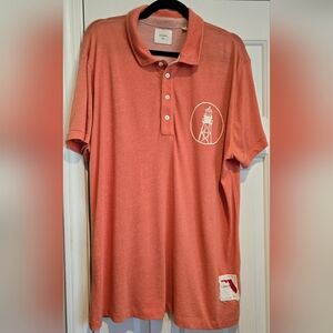 Billy Reid Size XXL peach Orange Short Sleeve Polo Lighthouse Florida Cotton